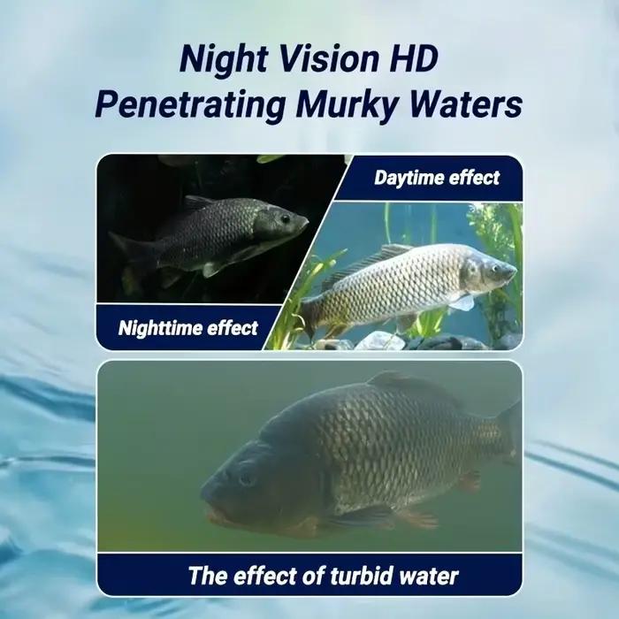 Caméra de pêche portable 1080P vision nocturne écran LCD 4.3" détecteur profondeur angle 130° pêche main