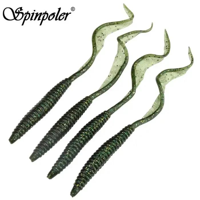 Vers souples Spinpoler 18cm 13cm - leurres silicone réalistes 4 couleurs queue longue flexible 5 pièces par pack