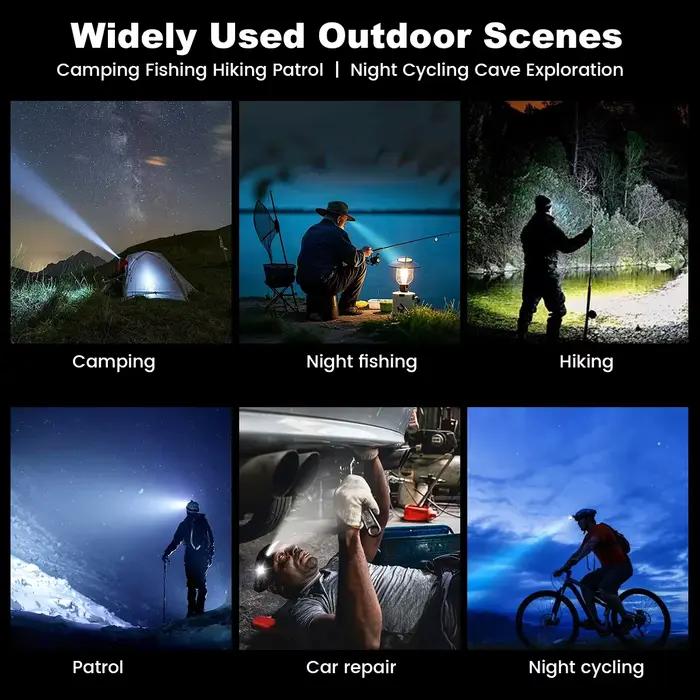 Lampe frontale LED rechargeable USB 10W détecteur de mouvement pour pêche nocturne et camping