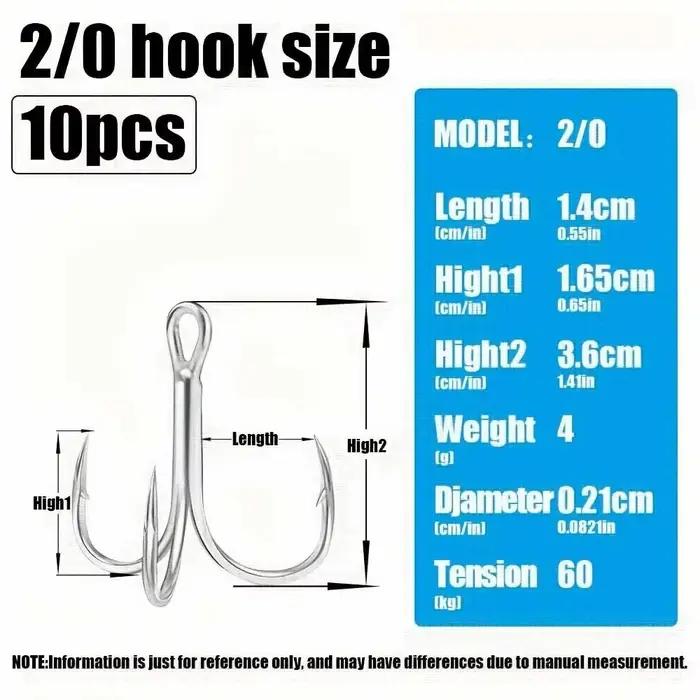 10 hameçons triples Cazulo acier inoxydable renforcé - Pour pêche en eau douce et mer