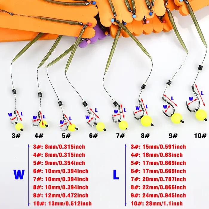 3 sets montages carpe prêts à pêcher hameçons hair size 3#-10# pour pêche de la carpe en étang