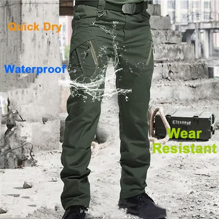 Pantalon cargo travail tactique été homme imperméable multi-poches randonnée pêche entraînement