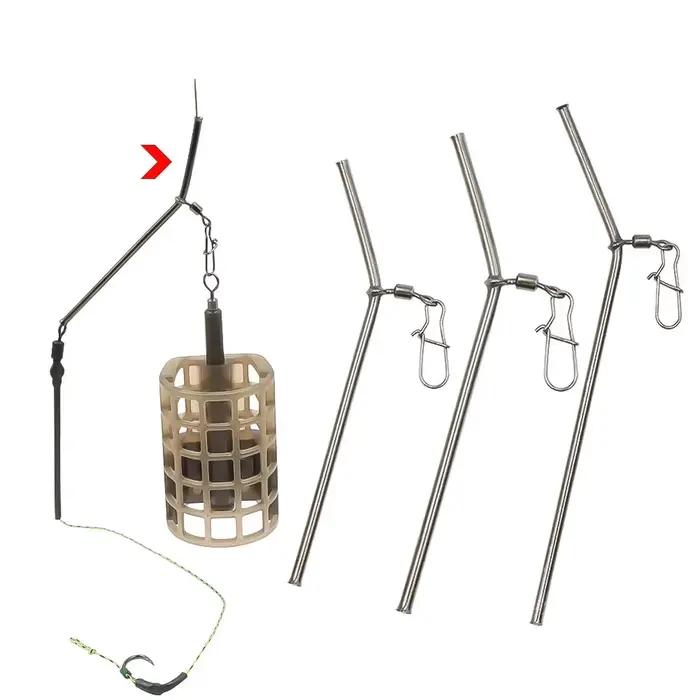 5 anti-tangles pour pêche à la carpe avec méthode feeder - Booms avec snap swivels et cages à appâts