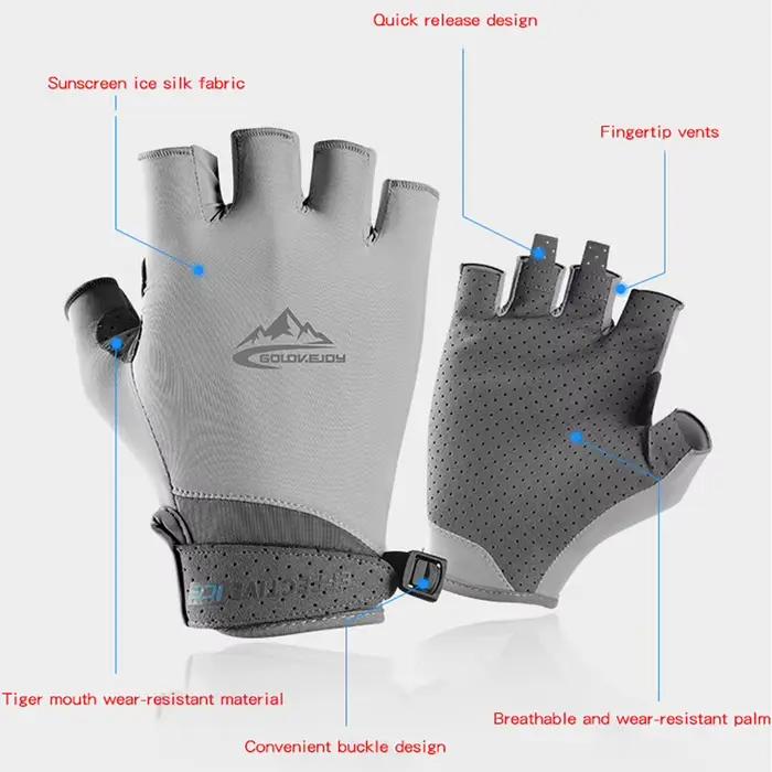 Gants pêche légers été soie glacée doigts complets séchage rapide écran tactile protection solaire