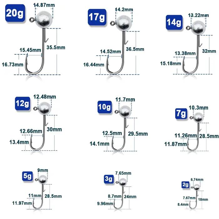Ned rig jig hook 5~20 pièces leurres souples appâts vers pêche eau douce salée longue tige tête plombée