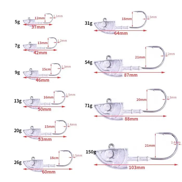 Big Jig Head Long Hook Heavy Triangle Head pour leurres souples et vers - Hameçon pêche robuste