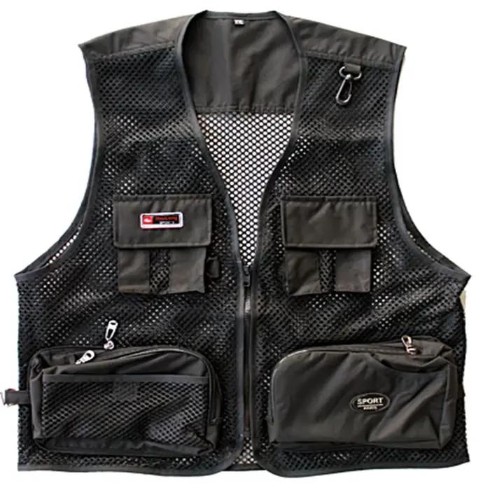 Veste de pêche homme été multi-poches respirante pour équipement photo et accessoires