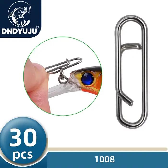 30 pièces agrafes pêche à encliquetage rapide en acier inoxydable, connecteur leurres hameçons avec émerillon barrel