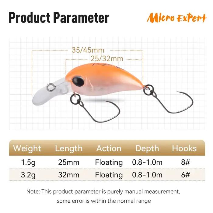 Mini crankbait flottant Kingdom 1.5g 25mm 3.2g 32mm pour truite black-bass - Leurre dur petit poisson nageur