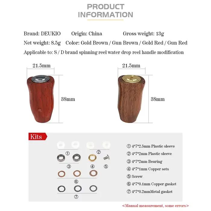 Poignée de moulinet en bois pour customisation S/D - Accessoire DIY pour spinning et baitcasting