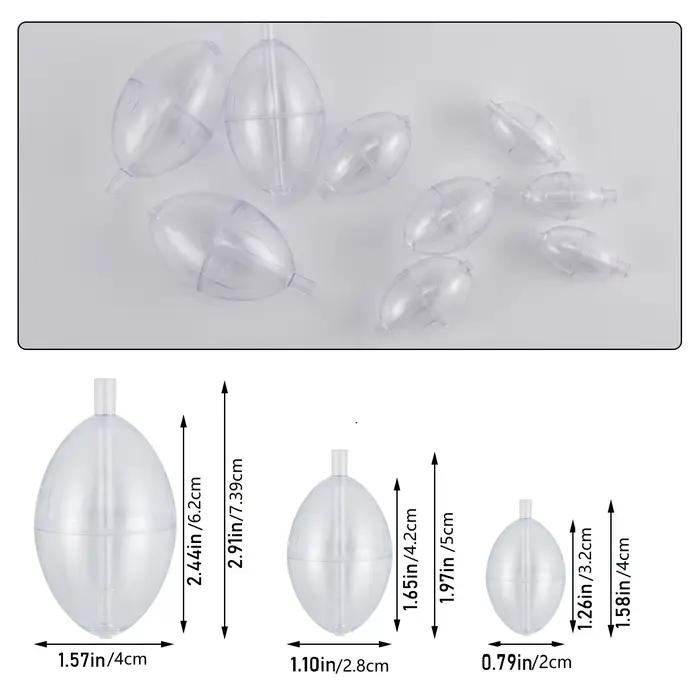 10 flotteurs de pêche transparents PVC avec indicateur de touche, bulles d'eau pour surface et coulissants