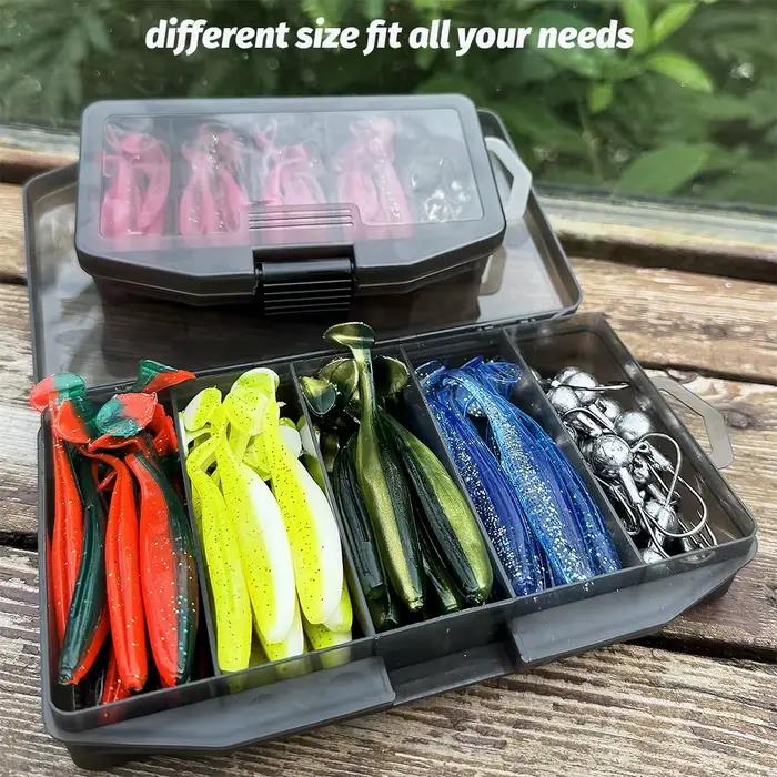 Kit complet de 50 leurres métalliques jig 5.5cm 7cm 10cm avec têtes plombées et hameçons pour pêche verticale en eau salée et douce