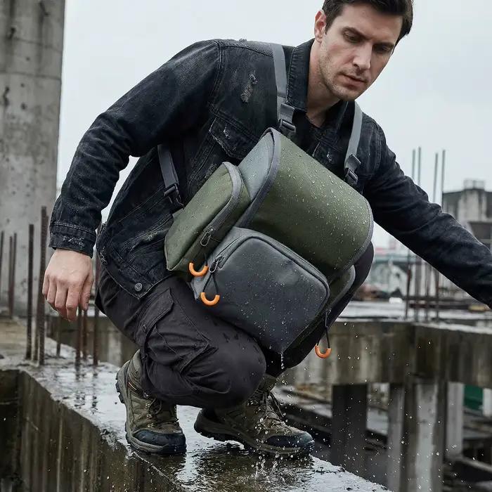 Harnais jumelles pêche camouflage - Étui poitrine réglable avec protection pluie