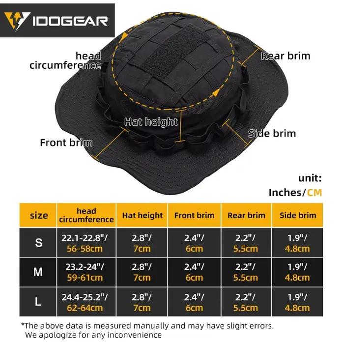 Casquette boonie tactique IDOGEAR 3623 pour pêche et chasse - Large bord ajustable et respirant