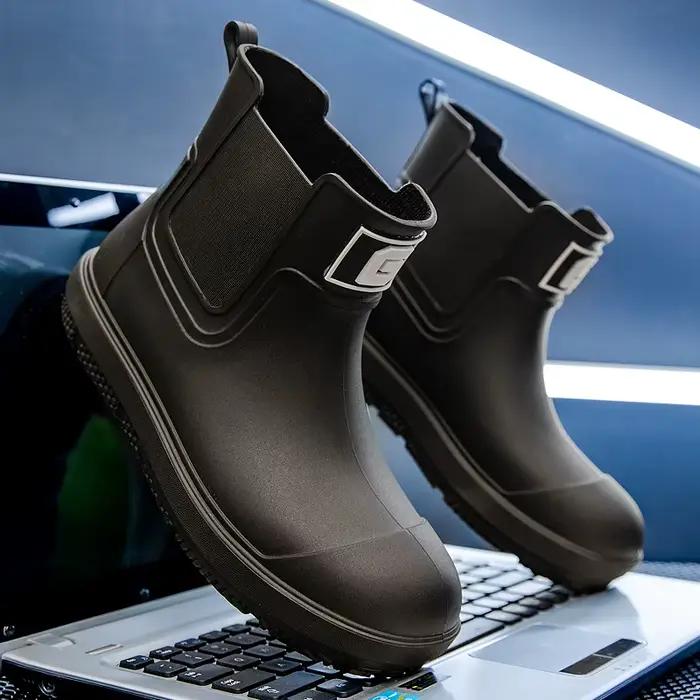 Bottes de pluie courtes anti-dérapantes pour pêche et travail en extérieur - Modèle PVC imperméable