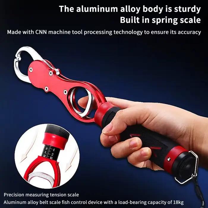 Pince à lèvres pêche aluminium avec balance - Accessoire portable grip sécurisé pour poissons