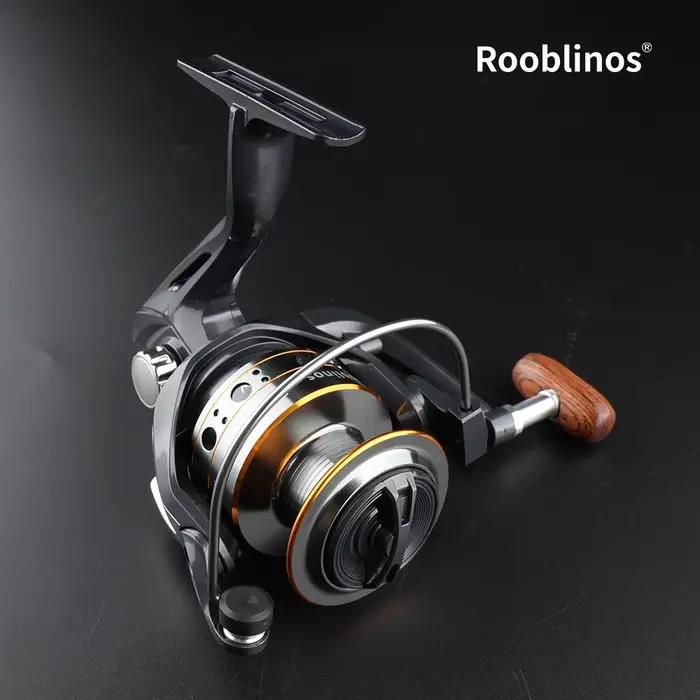 Moulinet Rooblinos MG polyvalent pour pêche en eau douce et mer, rouet de préchargement, cadre métal, frein haute vitesse, idéal pour la plage, bateau, roche, lac et rivières