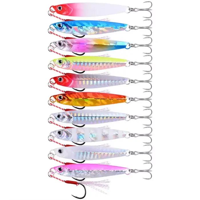 Set de 3-8 leurres jig métal 7g-40g - Leurres de fond pour pêche en mer et pêche côtière au lancer