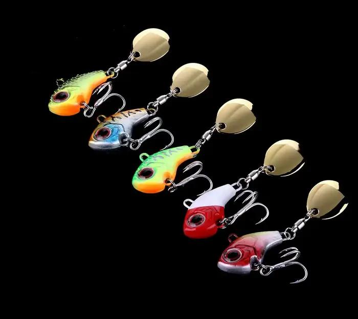 Set de 5 leurres métalliques vibrants pour pêche en mer : cuillers tournantes, spinnerbaits et leurres durs