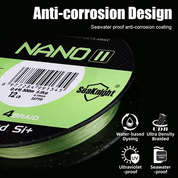 Ligne de pêche tressée PE 4 brins SeaKnight NANOII, diamètre ultrafine, traitement anti-UV et anti-sel