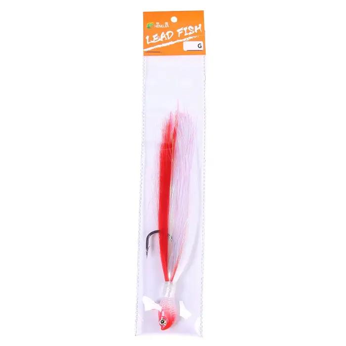 Leurre de pêche jig Bucktail avec œil 3D et barbe en plumes pour leurre de 7g à 56g
