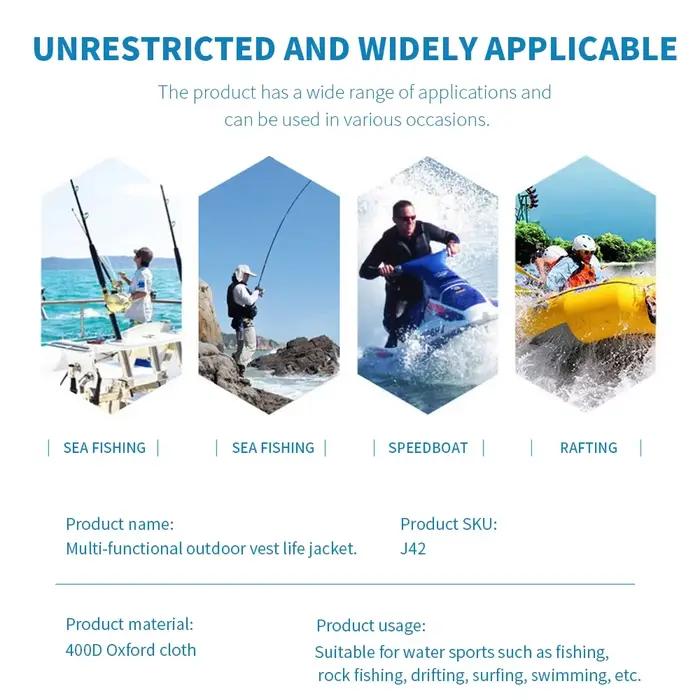 Gilet de sauvetage haute flottabilité réglable pour pêche et sports nautiques homme femme