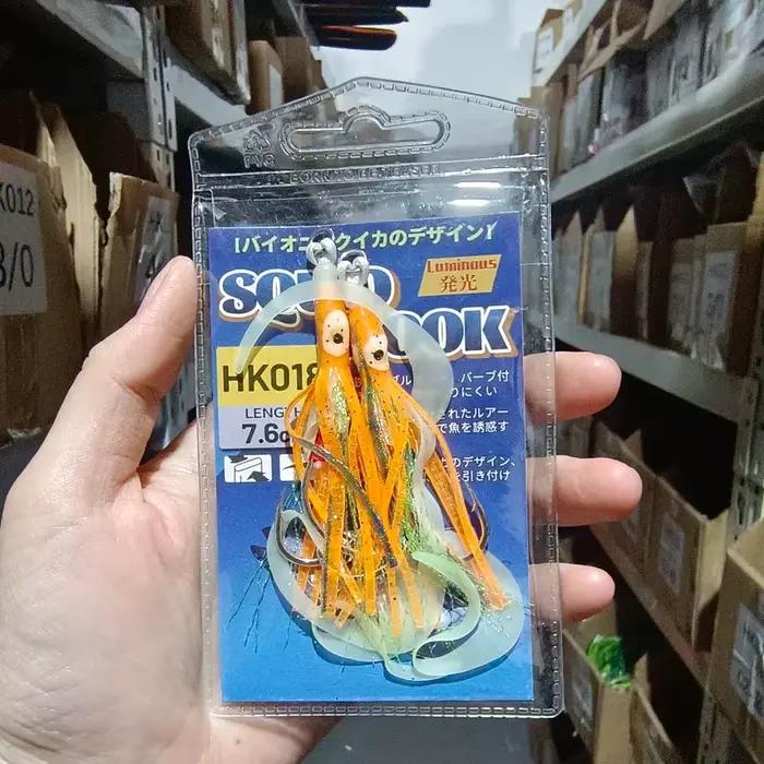 Leurre souple TEASER 2 pièces HK018 pour pêche en mer, appât lumineux à jig lent avec hameçons assistés