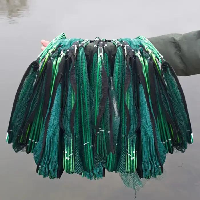 Filet de pêche pliable et durable 6 8 ou 10 trous vert pour écrevisses et crevettes