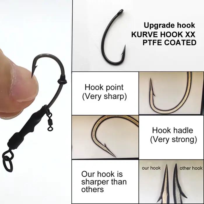 4 montages carpe prêts à pêcher pour bouillettes avec hameçons tailles 2, 4 et 6
