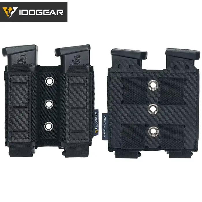 Poche double chargeur 9mm IDOGEAR - Mag pouch carbone MOLLE pêche airsoft tactique