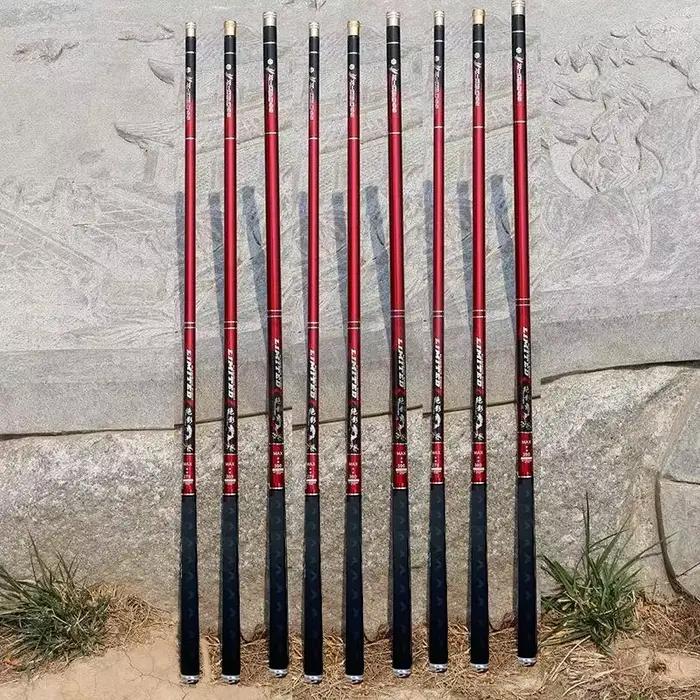Canne télescopique 2.7m à 10m en fibre carbone - Ultra légère pour pêche en réservoir, étang, rivière