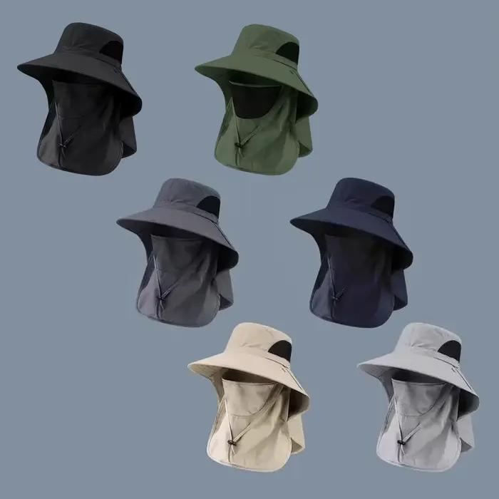 Chapeau de pêche été avec protection UV et rabat cou-nuque - Idéal pêche, randonnée, camping mixte