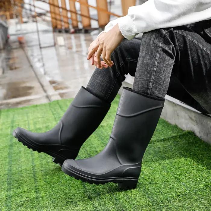 Bottes de travail homme hautes en caoutchouc imperméables antidérapantes pour chantier et protection