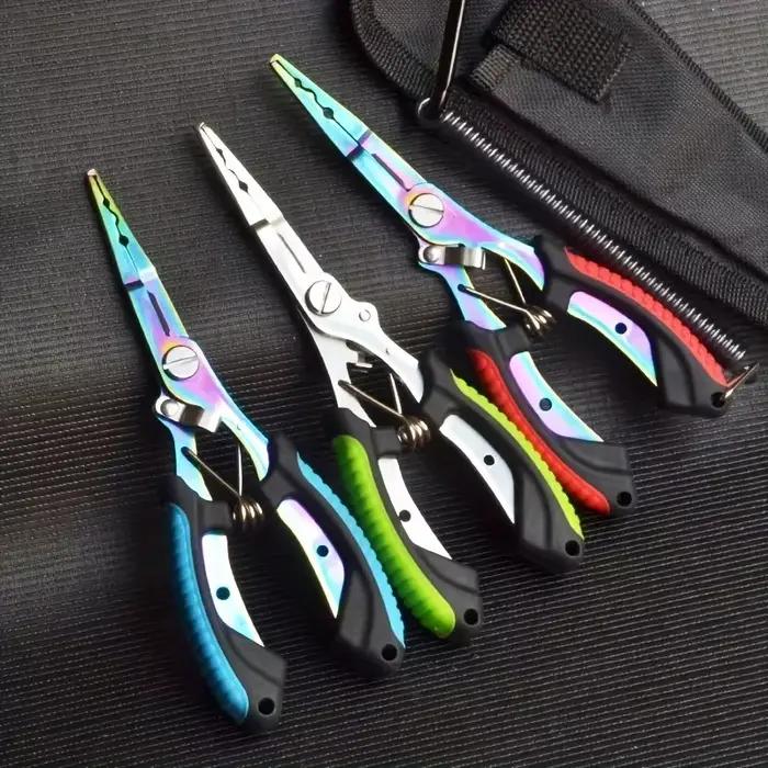 Pinces de pêche portables en titane coloré - Coupe-hameçons multifonction en acier inoxydable