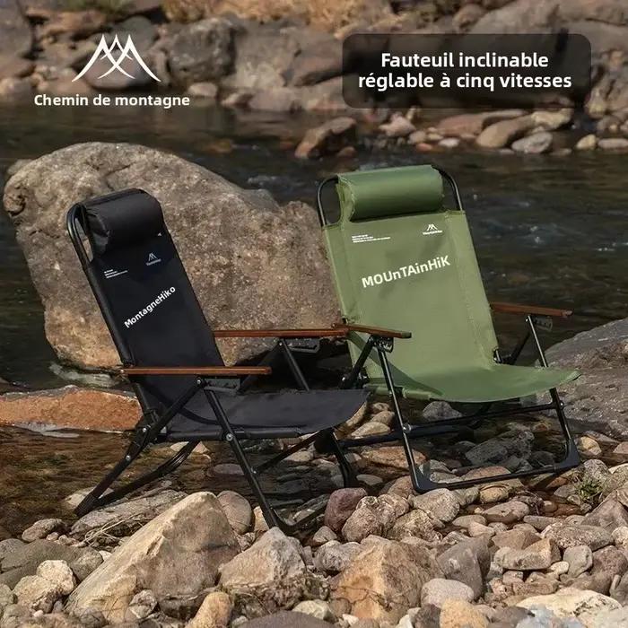 Chaise pliante camping portable outdoor relax 5 positions réglables pour pêche randonnée