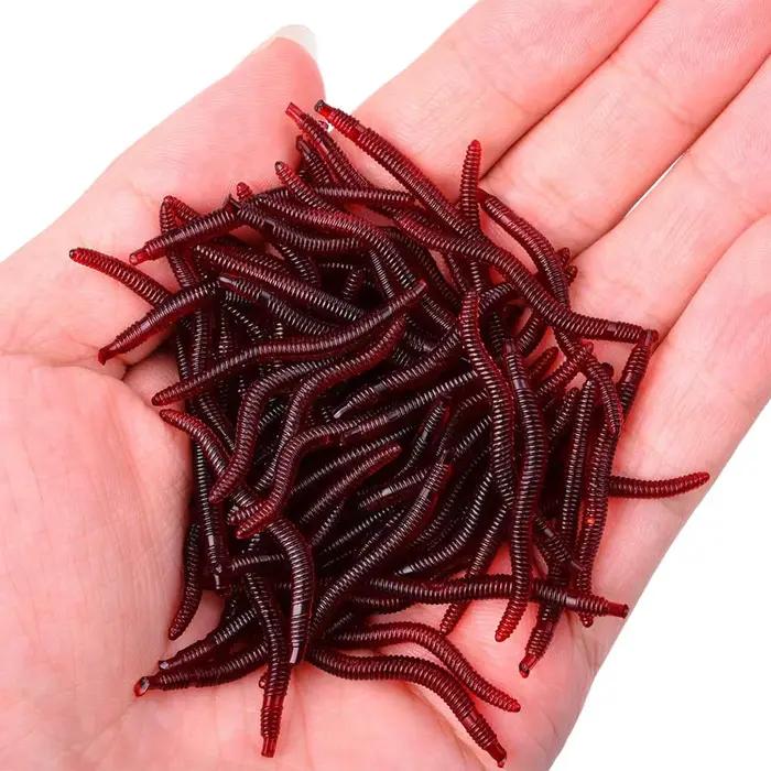 50/100 vers rouges silicone PVC appâts souples 3.5cm - leurres réalistes carpe bass pêche