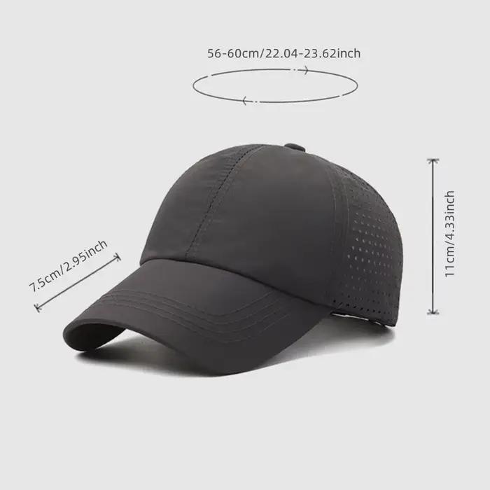 Casquette Baseball Noire Dry Fit - Sport Outdoor Respirante Pêche Randonnée Chasse