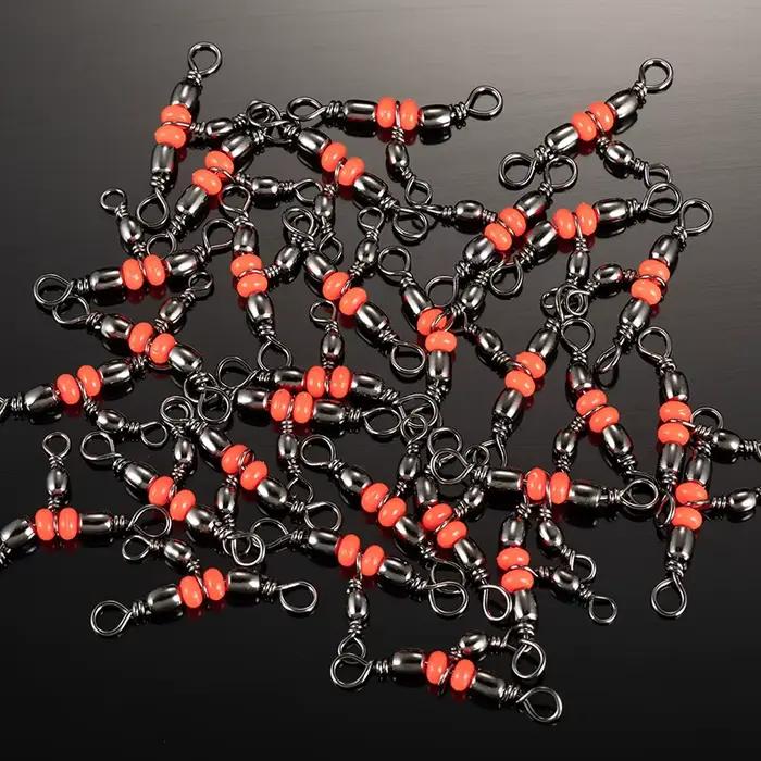 10 pièces connecteurs pêche triple barrel émerillon perles snap ring accessoires montages