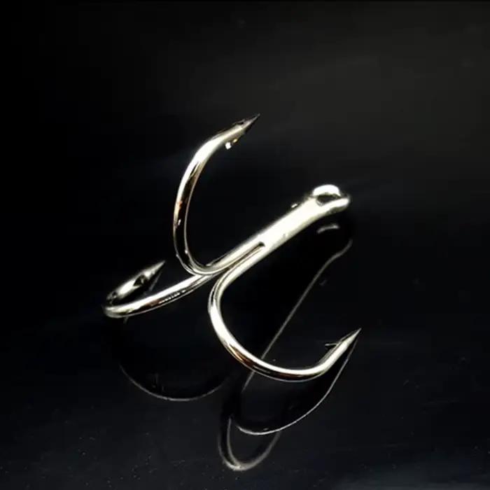 Lot de 50 hameçons triples pêche DG04, acier haute carbone avec ardillon, boîte de rangement, noir et argent