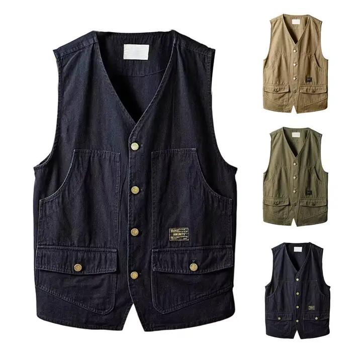 Veste de pêche sans manches pour hommes - Style coréen à poches solides - Veste de pêche homme extérieure