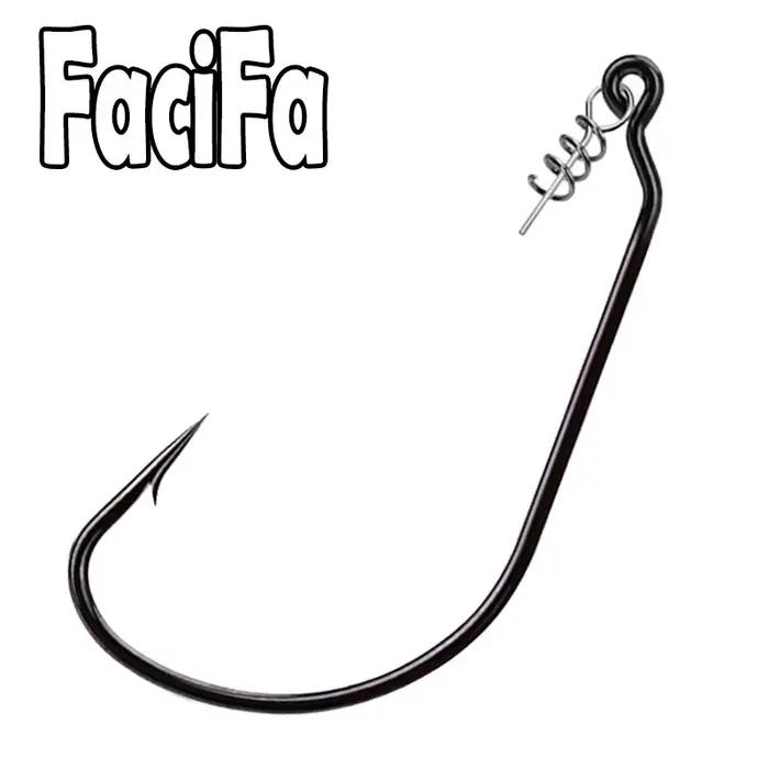 20 pcs Fishing Worm Hook avec Spring Twist Lock pour vers souples - Hameçon barbelé basse et carpe