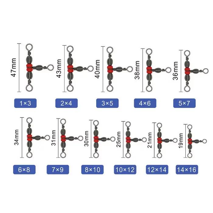 10 pièces connecteurs pêche triple barrel émerillon perles snap ring accessoires montages
