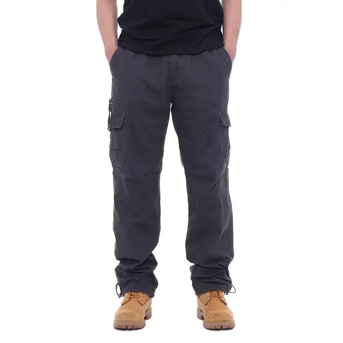 Pantalon cargo 100% coton multi-poches élastique pour pêche et randonnée 2025