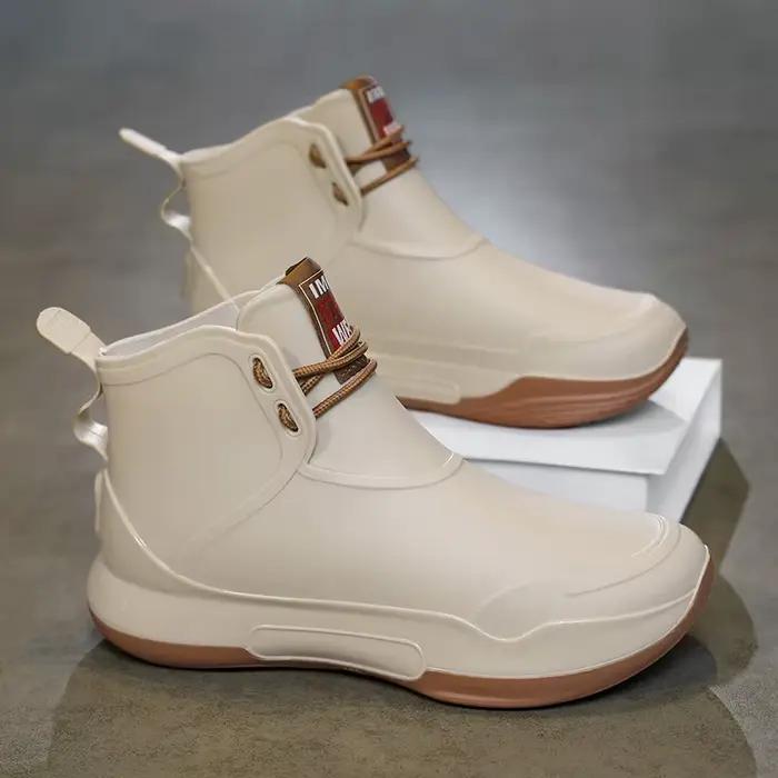 Bottes mi-mollet pêche imperméables hommes 2025 - Chaussures caoutchouc antidérapantes semelle épaisse
