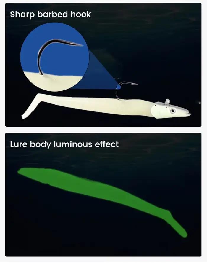 Leurre souple avec tête plombée 19g 22g 34g pour la pêche en mer et surfcasting