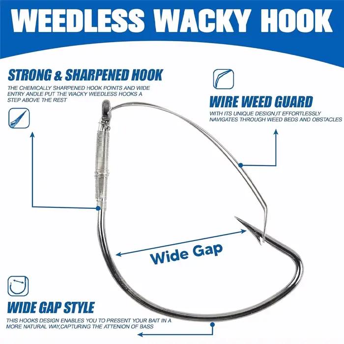 Hameçons Wacky Rig 10PCS weedless pour vers Drop Shot pêche du black-bass et truite en eau douce
