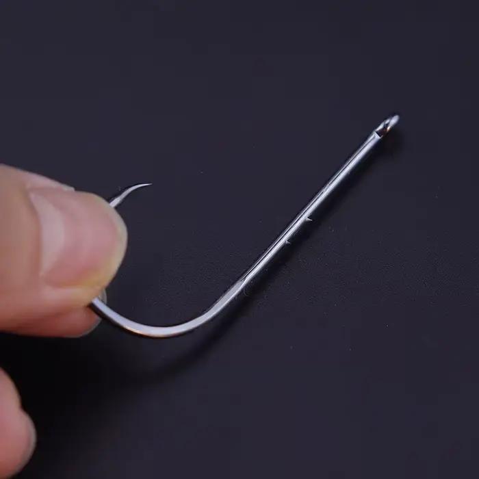 Lot de 50 hameçons pêche en mer acier haute teneur en carbone, longue tige double porte-appât