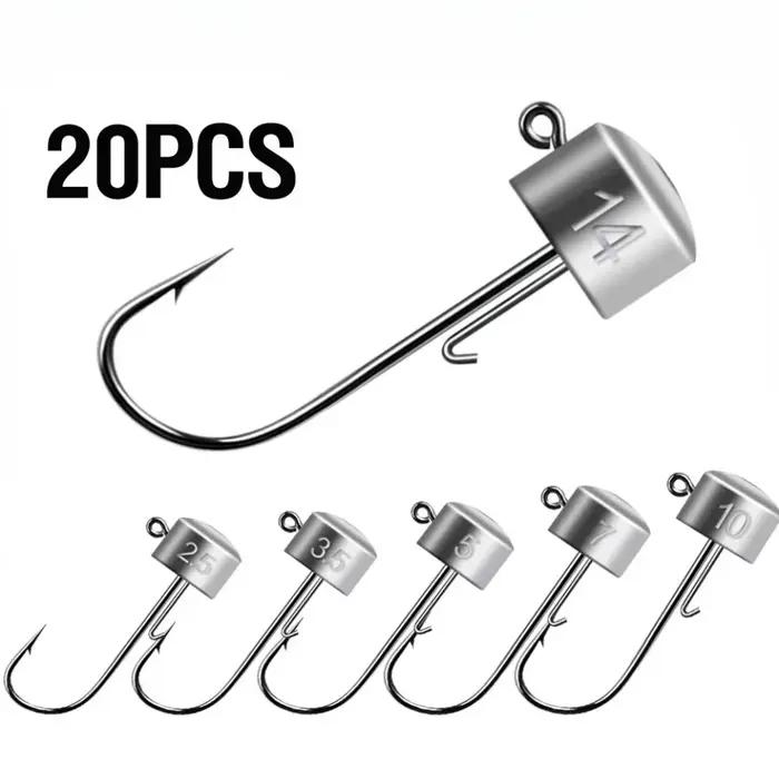 20 hameçons Ned Rig tête champignon 2.5g à 14g - Acier haute teneur en carbone pour leurres souples