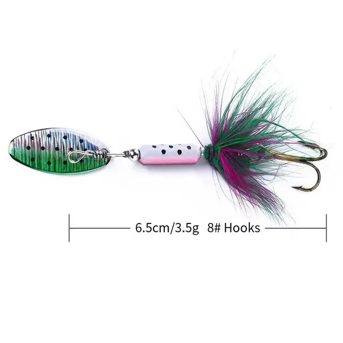Leurre métal VIB 3,5g avec plumes et paillettes pour la pêche du bar et black bass