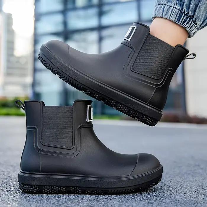 Bottes de pluie courtes anti-dérapantes pour pêche et travail en extérieur - Modèle PVC imperméable